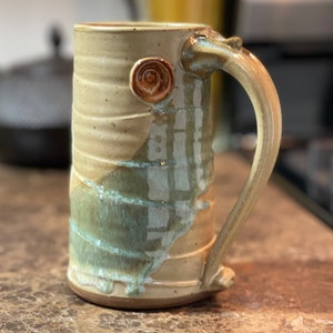 Large Pottery Mug, Large Coffee Mug, Beer Mug in Morning Zen Glaze