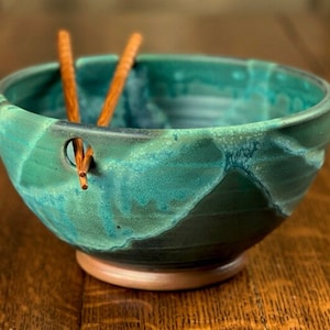 Pottery Noodle Bowl in Weathered Bronze Satin Matte Glaze image 5