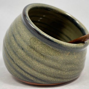 Handmade Stoneware Salt Cellar in Sage Green image 2