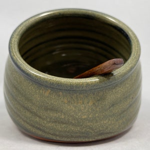 Handmade Stoneware Salt Cellar in Sage Green image 3