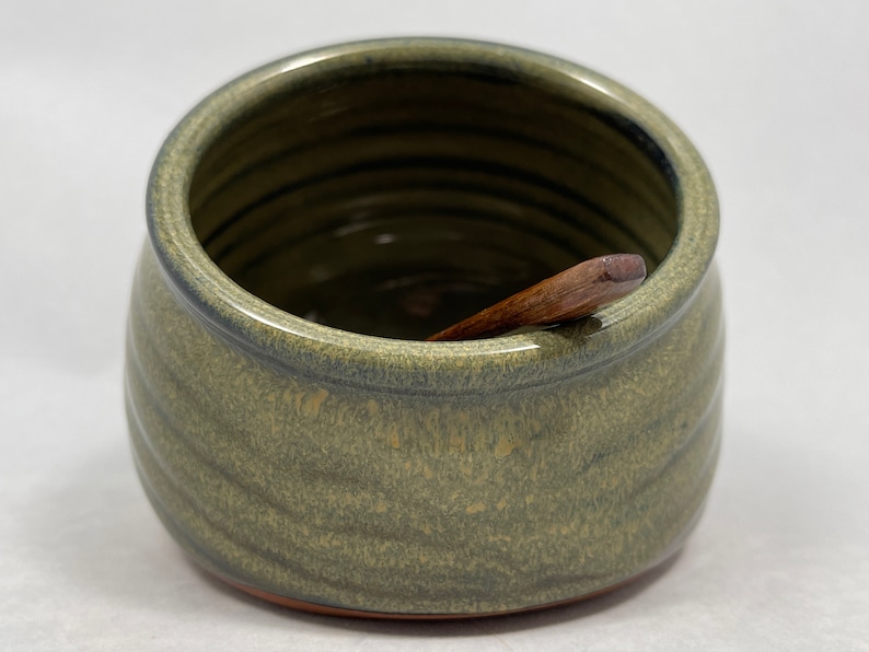 Handmade Stoneware Salt Cellar in Sage Green image 3