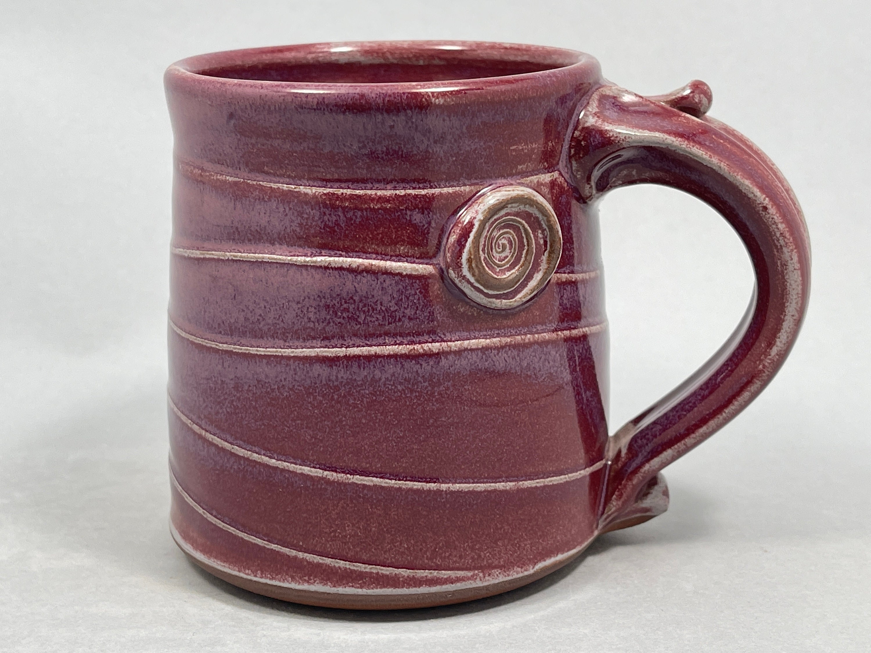 Pottery Mug, Handmade Stoneware Coffee Mug in Raspberry Glaze - Etsy