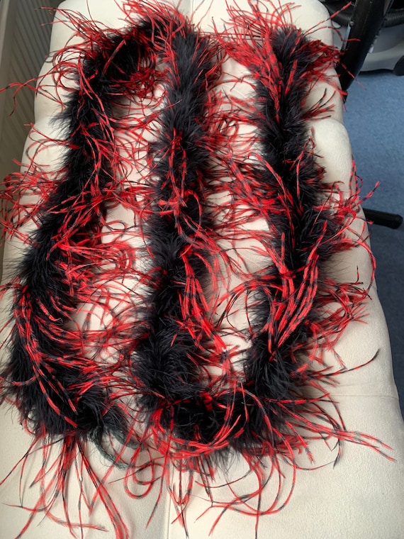 Vintage Black and Red accent Feather Boa