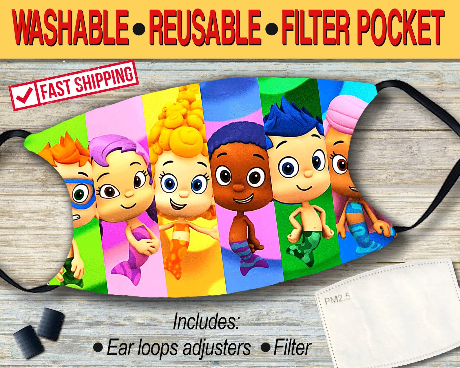 Children Face Mask Bubble Guppies Face Mask Bubble Guppies | Etsy