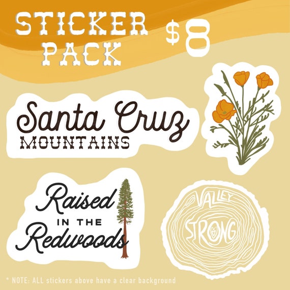 Santa Cruz Mountains Sticker Pack - Etsy