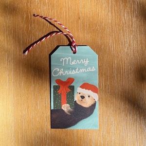 Sea Otter Regalo de Navidad Tags