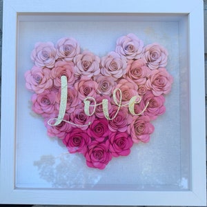 9x9 Paper flower Shadow Box, Custom Shadow box