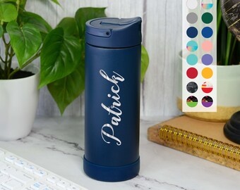 Fennec Impressions Kids Water Bottles for School Personalized 14oz Sports Lid with Straw Bottle | Fidget Sensory Poppin' Strap