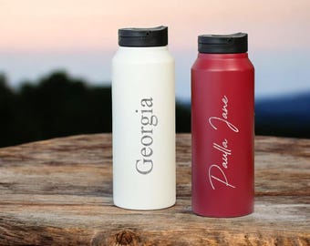 Fennec Impressions Personalized Water Bottle with Straw Lid & Handle for Sports | Customize Wide Mouth Bottles | Keeps Hot and Cold Drinks