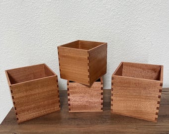 Handmade solid walnut, maple, cherry, or mahogany hardwood for self watering planters - indoor planter box - plant container - wooden box