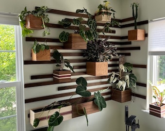 Handmade Natural Hardwood Planter Box: Walnut, Maple, Cherry, Mahogany