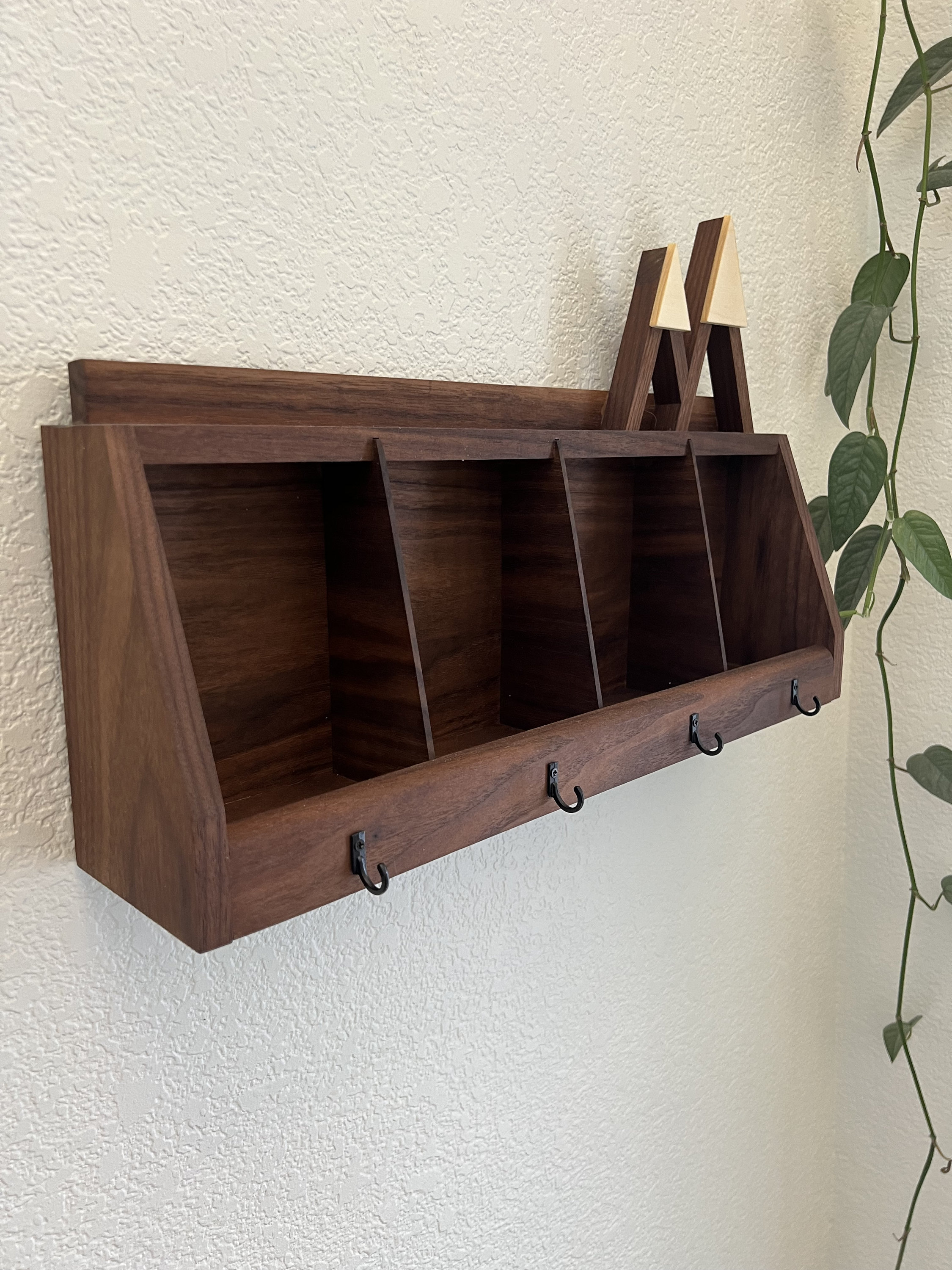 Walnut Key Rack Handmade Solid Walnut Wall Key Holder: Entryway Organizer With Hooks - Etsy