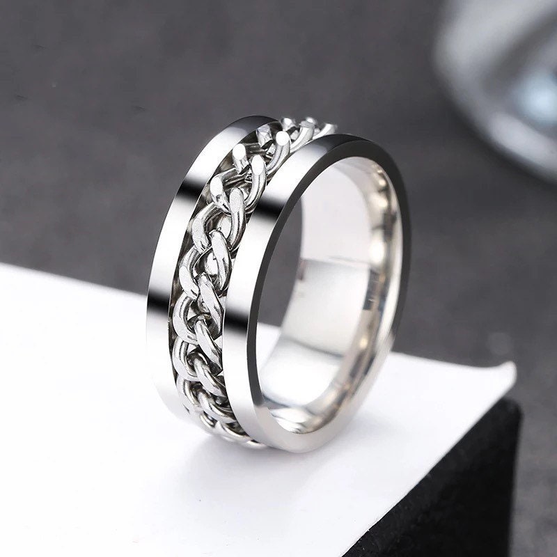 Unisex Stainless Steel Spinner Ring| Fidget Ring| Anxiety Ring| Worry…