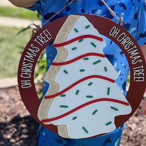 No Passthrough Required, 18&quot; Glowforge Door Hanger, OH Christmas Tree Snack Cake Laser Ready File, SVG File Only No Physical Product Shipped