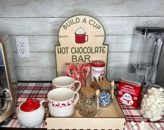 SVG for Glowforge, Build A Cup Hot Chocolate Bar, Hot Cocoa Stand or Tray, Laser Ready File, File Only No Physical Product Shipped