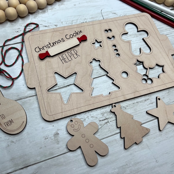 Christmas Cookie Helper Pop Out Ornaments and Stencil, Laser Ready File, SVG File Only No Physical Product Shipped Glowforge Friendly