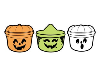 SVG for Cricut or Silhouette Halloween Happy Bucket 90&#39;s Boo Meal Witch Ghost Pumpkin File Only No Physical Product Shipped