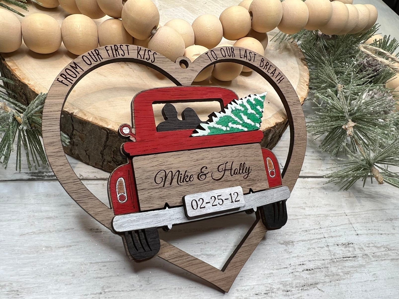 Christmas Tree Truck Ornament SVG Laser File From Our First Etsy