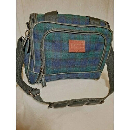 Pendleton shops Duffle Weekender Tartan Wool Blue Green Plaid Luggage Tag 15