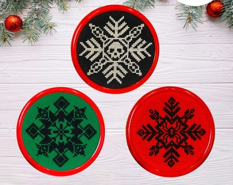 BUNDLE: 3 Small Spooky Snowflake Cross Stitch Patterns