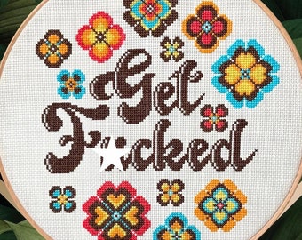 Happy Retro Flowers - Subversive Stitch PDF Pattern