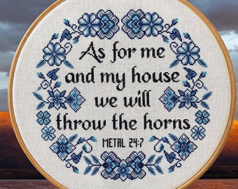 As For Me And My House - Metalhead Cross Stitch Pattern PDF