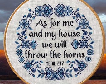 As For Me And My House - Metalhead Cross Stitch Pattern PDF