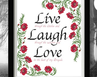 Rob Zombie / Live Laugh Love Parody Cross Stitch Pattern PDF
