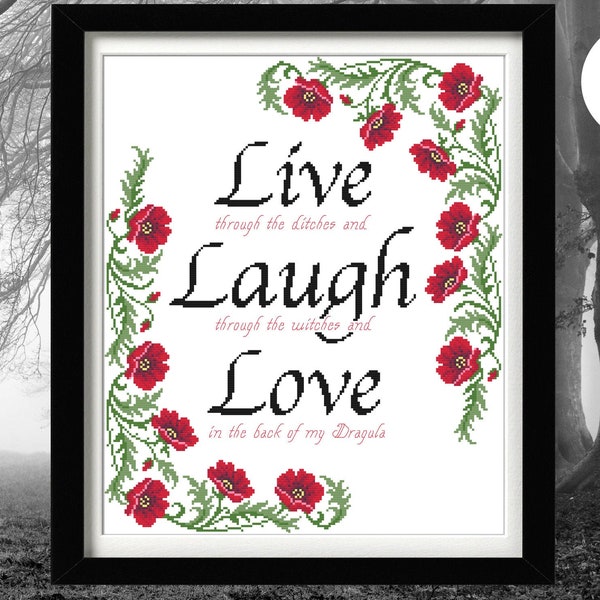 Rob Zombie / Live Laugh Love Parody Cross Stitch Pattern PDF