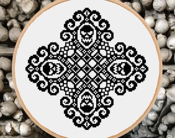 Ossuary Block - Spooky Monochrome Cross Stitch Pattern