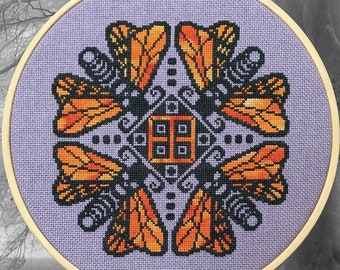Death's-Head Hawkmoth Geometry Cross Stitch Pattern