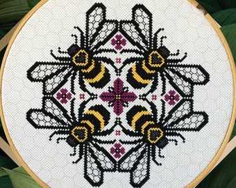 Bumblebee Block Party Cross Stitch Pattern PDF