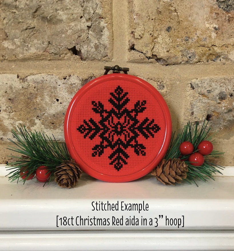 Cross Stitch Christmas Ornament Pattern, Digital Download Pdf, Snowflake,  Nordic Reindeer, Counted Cross Stitch Pattern for Beginners 