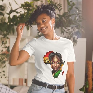 T-shirt unisexe à manches courtes noir Beauté africaine Carte de l'Afrique