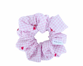 Gingham Heart Scrunchie