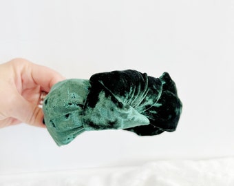 Velvet Green Knotted Headband