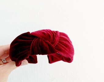 Velvet Maroon Knotted Headband