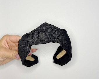 Diadema de lino negra anudada
