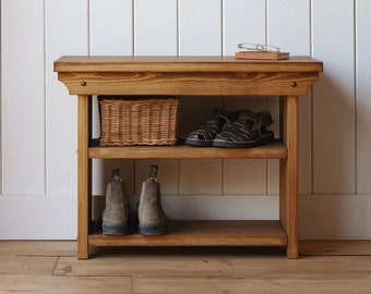 Vintage Style Shoe Bench made from Solid Wood | Rustic Shoe Bench | Wooden Shoe Rack | Rustic Shoe Storage | Handmade | Folkhaus