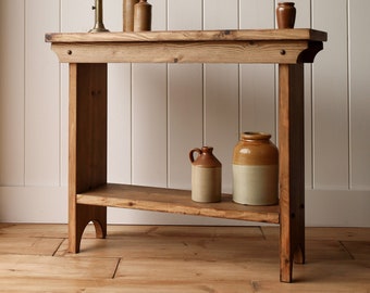 Stół konsolowy w stylu vintage wykonany z litego drewna | Rustykalny stół konsolowy | Drewniany stół konsolowy | Rustykalny stół do przedpokoju | Ręcznie robione | Folkhaus