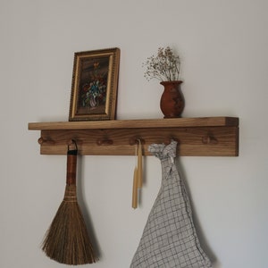 Shaker Peg Shelf made from Solid Oak | Peg Rail | Peg Shelf | Coat Hook | Kitchen Rail | Handcrafted | Folkhaus