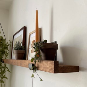 Rustic Style Picture Shelf made from Solid Wood with Raw Steel Brackets | Handcrafted | 12cm Depth x 2cm Thickness | Folkhaus