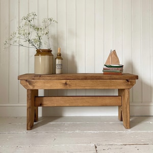 Vintage Style Bench made from Solid Wood | Rustic Bench | Entryway Bench | Farmhouse Bench | Hallway Bench | Handmade | Folkhaus