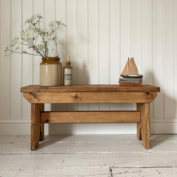 Vintage Style Bench made from Solid Wood | Rustic Bench | Entryway Bench | Farmhouse Bench | Hallway Bench | Handmade | Folkhaus