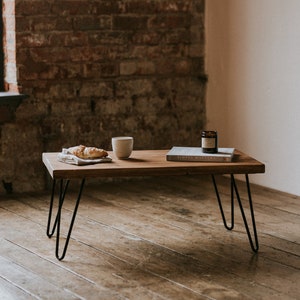 Rustic Coffee Table made from Solid Wood with Hairpin Legs | Handcrafted | Folkhaus