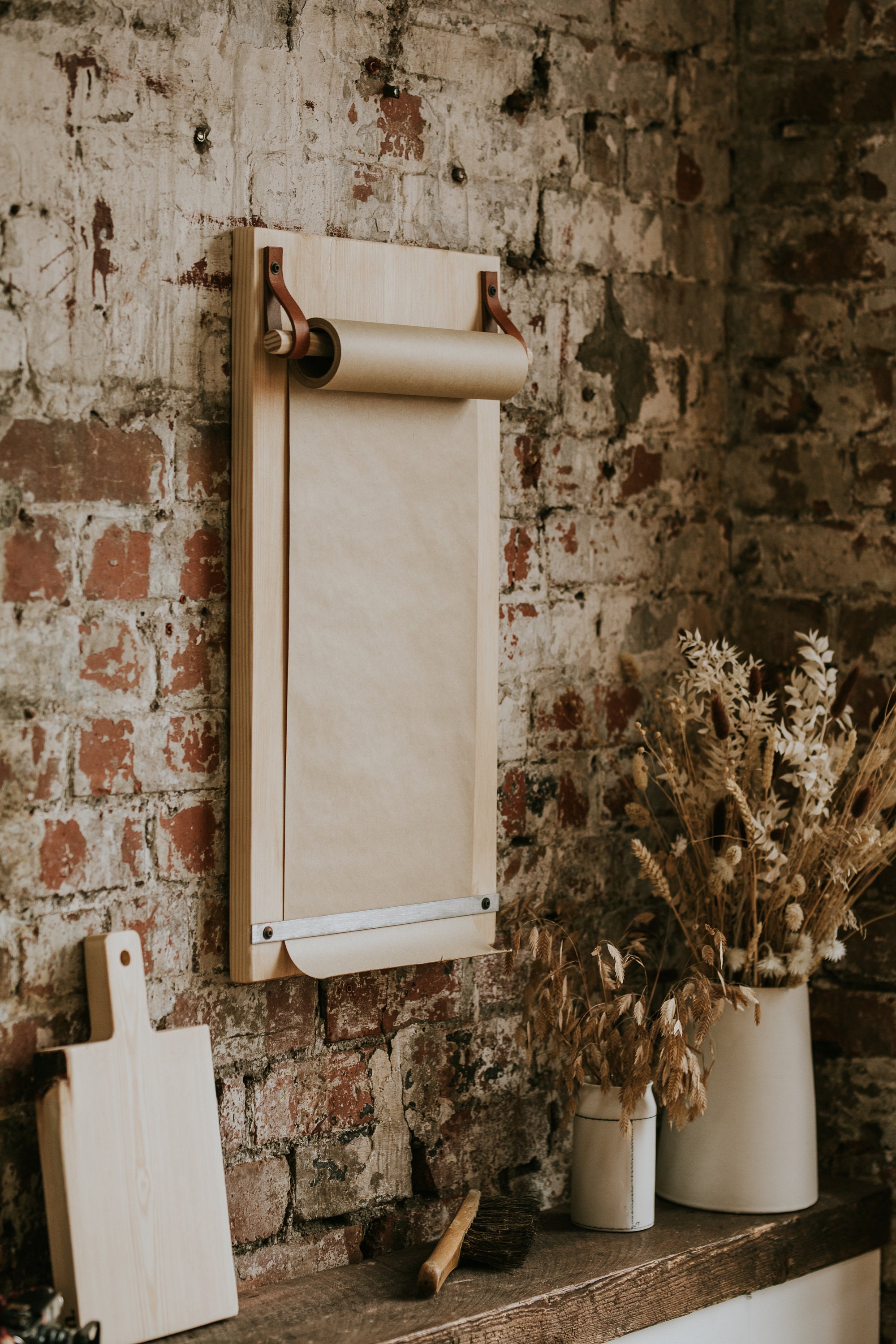 Paper Roll Holder, Butcher Paper Holder, Hanging Note Roll Holder, Kraft  Paper Dispenser, Weekly Menu Board, Message Board Kitchen WHITE 