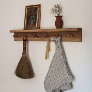 Shaker Peg Shelf made from Solid Oak | Peg Rail | Peg Shelf | Coat Hook | Kitchen Rail | Handcrafted | Folkhaus