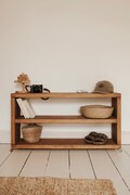 Rustic Storage Unit made from Solid Wood | Rustic Bench | Wooden Bookshelf with Castor Wheels | Handcrafted | Folkhaus
