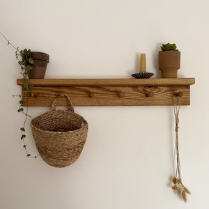 Shaker Peg Shelf made from Solid Wood | Peg Rail | Peg Shelf | Coat Hook | Kitchen Rail | Handcrafted | Folkhaus