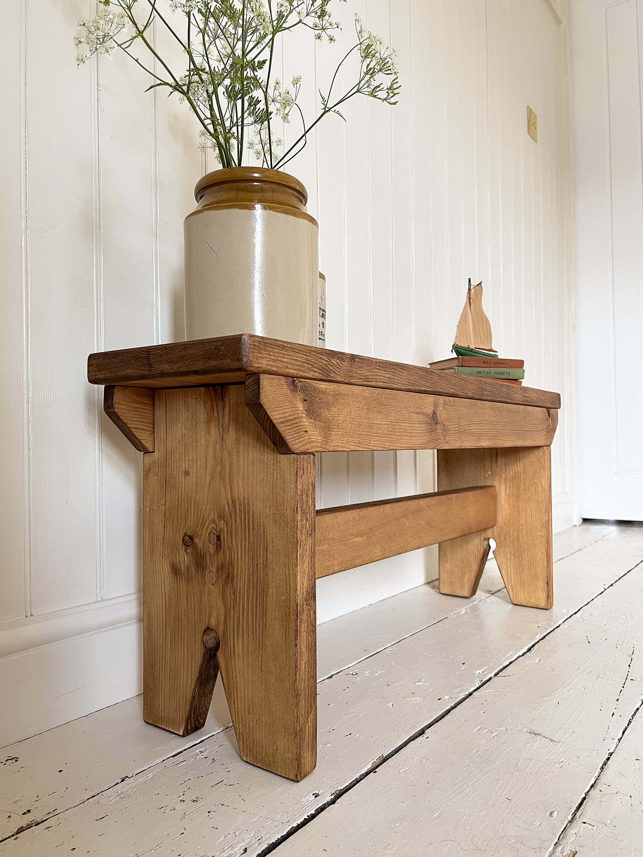 Vintage Style Bench Made From Solid Wood Rustic Bench Etsy UK